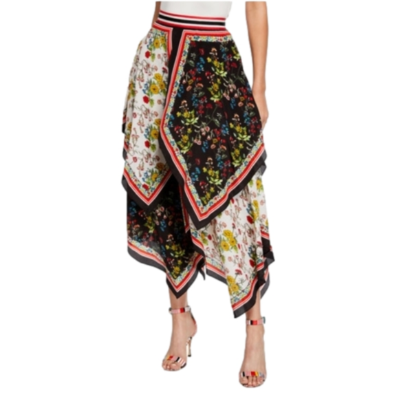 Alice + Olivia Dresses & Skirts - ALICE + Olivia Women's Skirt Maura Handkerchief Midi Tiered Floral Boho Size 6